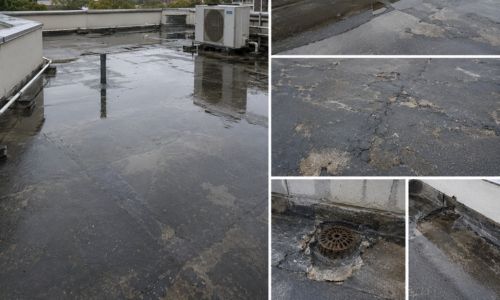 Rooftop torch-on membrane and improved surface falls