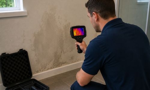 Thermal imaging on a damp wall