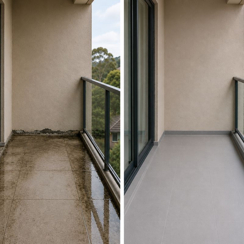 Before-and-after balcony leak repair at normanhurst