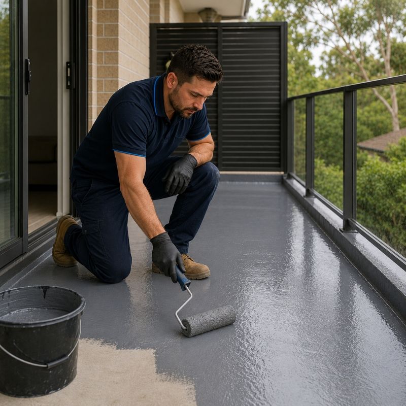 Applying liquid membrane during balcony waterproofing in Roseville